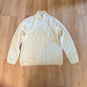 JADE Vintage Cream Lambswool Angora Henley Sweater – Men’s L